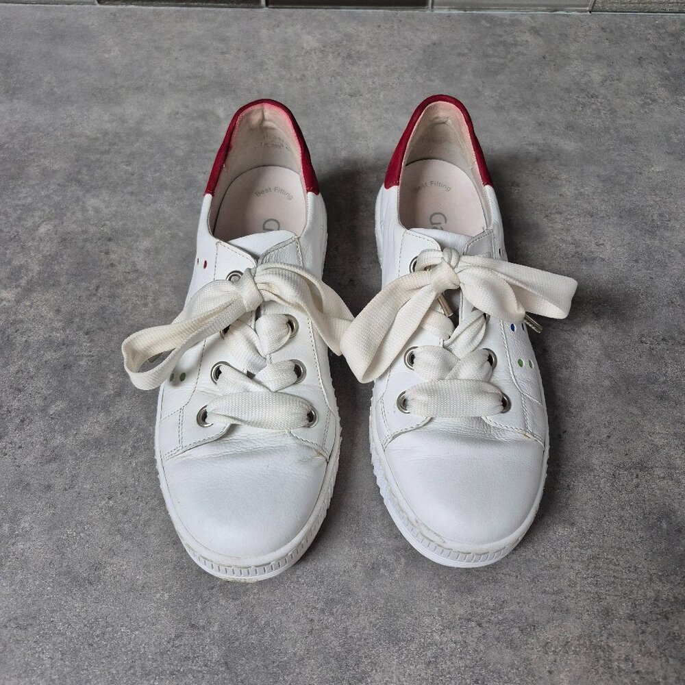 6.5 Gabor White and Red Leather Sneakers with Coloured Dots - Picture 3 of 12